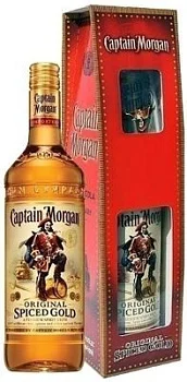 Ром Captain Morgan Spiced Gold, Капитан Морган пряный золотой 0.7 + стакан 35%