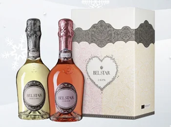 Подарочный набор   Belstar Cuvee Rose Extra Dry  Бельстар Кюве Розе Экстра Драй 375 мл  +  Belstar Prosecco DOC Brut Бельстар Просекко ДОК Брют 375 мл