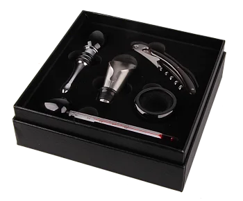 Подарочный набор Coffret Luxe Noire 5 pcs vernis VIN ART  Подарочный набор люкс черный 5 винных аксессуаров