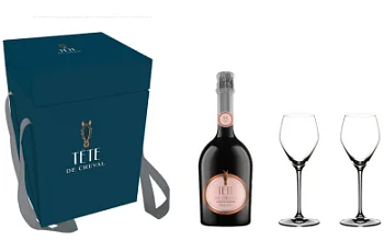 Подарочный набор  Tête de Cheval Rosé Riedel Extreme Champagne  Тет де Шеваль Розе Ридель Экстрем Шампань   750 мл   с бокалами