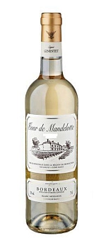 Вино Tour de Mandelotte Bordeaux Blan AOC  Тур де Манделот Бордо Белое Сухое АОС 2019 750 мл