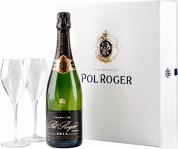 Шампанское Pol Roger Brut Vintage  gift box +2 glass  2013 750 мл