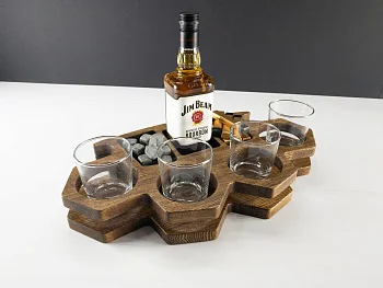 Вискарница из дерева Welovewood  на 4 бокала и бутылку  Мербау