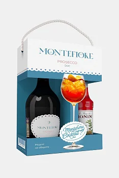 Набор Montefiore "Монтефьоре" Просекко, 750 мл в подарочной коробке с сиропом "Монин" Апельсиновый Сприц 250 мл