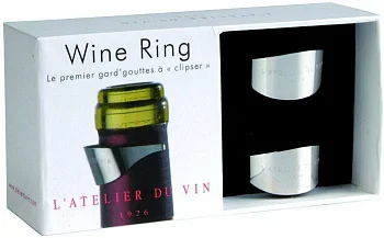 Каплеуловитель L'Atelier du Vin  Drop Stop  Wine Ring  Silver  Set 2 pce Каплеуловитель  Вайн Ринг серебристый набор из 2 штук  в подарочной упаковке
