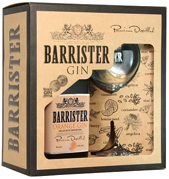 Джин  Кошерный ''Barrister" Orange gift box  700 мл + glass