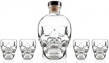 Набор Crystal Head gift box with 4 shots Кристал Хэд в подарочной коробке с четырьмя шотами  700 мл