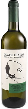 Вино Navarro Lopez  Cuatro Gatos  Airen-Sauvignon Blanc  Куатро Гатос Айрен-Совиньон Блан 750 мл
