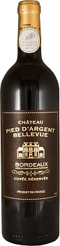 Вино Сhateau Pied d'Argent Bellevue Bordeaux Шато Пье Д'Аржан Белльвю Бордо 750 мл
