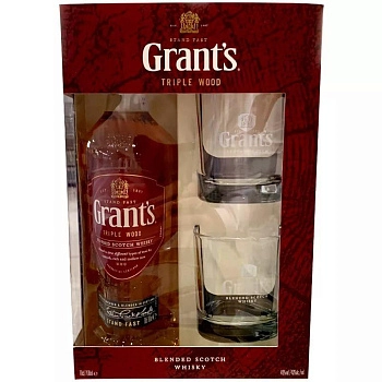 Виски Grants Triple Wood  Грантс Трипл Вуд в п/у с 2 бокалами 700 мл