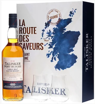 Набор Talisker Port Ruighe gift box with 2 glasses