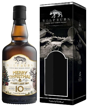 Виски Wolfburn 10 Years Old Merry Christmas gift in box  700 мл