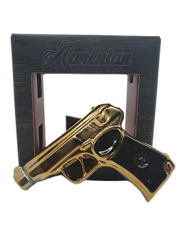 Коньяк  Прошянский Коньячный Завод  Пистолет  Позолоченный 7 лет  (керамика)   в п/у  150 мл