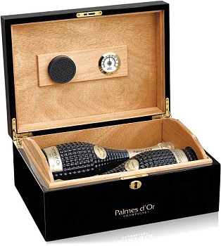 Шампанское Nicolas Feuillatte Palmes D'Or Brut Пальм Д'Ор Брют 2 бутылки в подарочной деревянной коробке 2006 750 мл