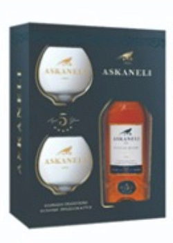 Коньяк Askaneli  5year  gift box  500 мл +2 glasses  40%