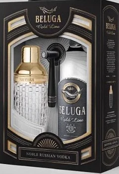 Подарочный набор   Vodka Beluga  Белуга  Голд Лайн  700 мл  с шейкером