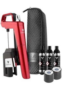 Система для подачи вин по бокалам Coravin Model 6 Модель 6 красный + 3 капсулы + игла + 2 пробки + чехол для переноски