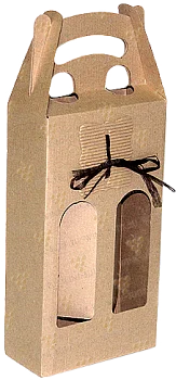 Подарочная коробка микрогофра с декором на 2  бутылки (16 х 29 (39) х 7 см)