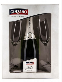 Игристое вино Cinzano Asti gift box + 2 glass  750 мл