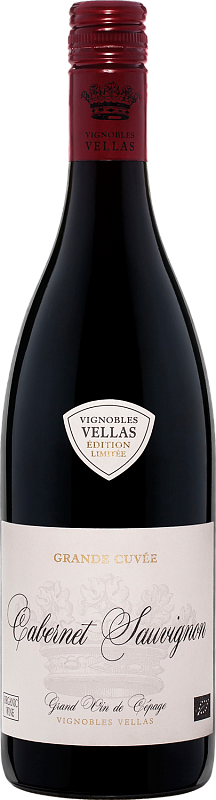 Вино Teyran Agri Service  Vignobles Vellas Grande Cuvee BIO Cabernet Sauvignon Тиран Агри Сервис Виньобль Веллас Гранд Кюве БИО Каберне Совиньон  750 мл