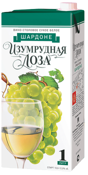 Вино столовое белое сухое Изумрудная лоза Шардоне 1000 мл