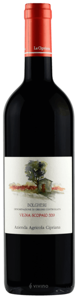 Вино La Cipriana Vigna Scopaio 339 Bolgheri Rosso Ла Киприана Винья Скопайо 339  Болгери Россо 2019  750 мл