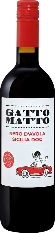 Вино Villa degli Olmi Gatto Matto Nero d’Avola Sicilia DOC  Вилла Дельи Ольми Гатто Матто Неро д’Авола Сицилия 2018  750 мл