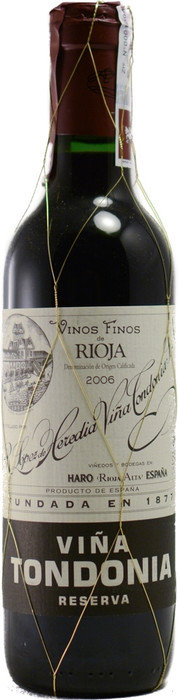 Вино Vina Tondonia Reserva Rioja DOC Винья Тондония Ресерва ДОКа Риоха  2006 375 мл