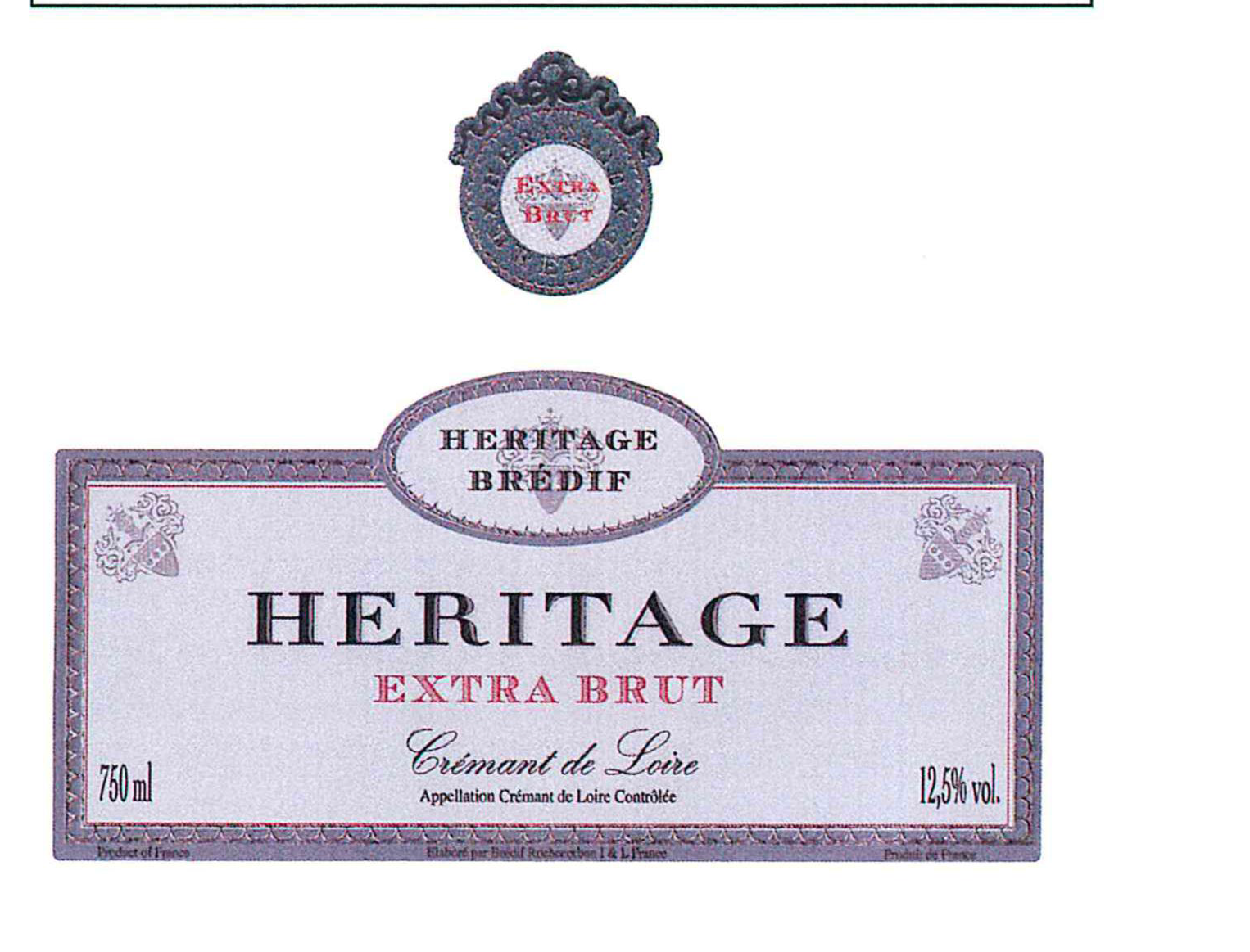 Вино игристое  Heritage Cremant de Loire Extra Brut AOC  750 мл