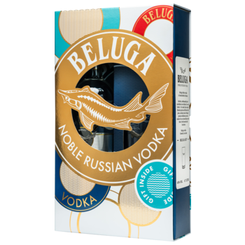 Подарочный набор  Vodka Beluga Noble  Белуга Нобл  + бокал рокс  700 мл