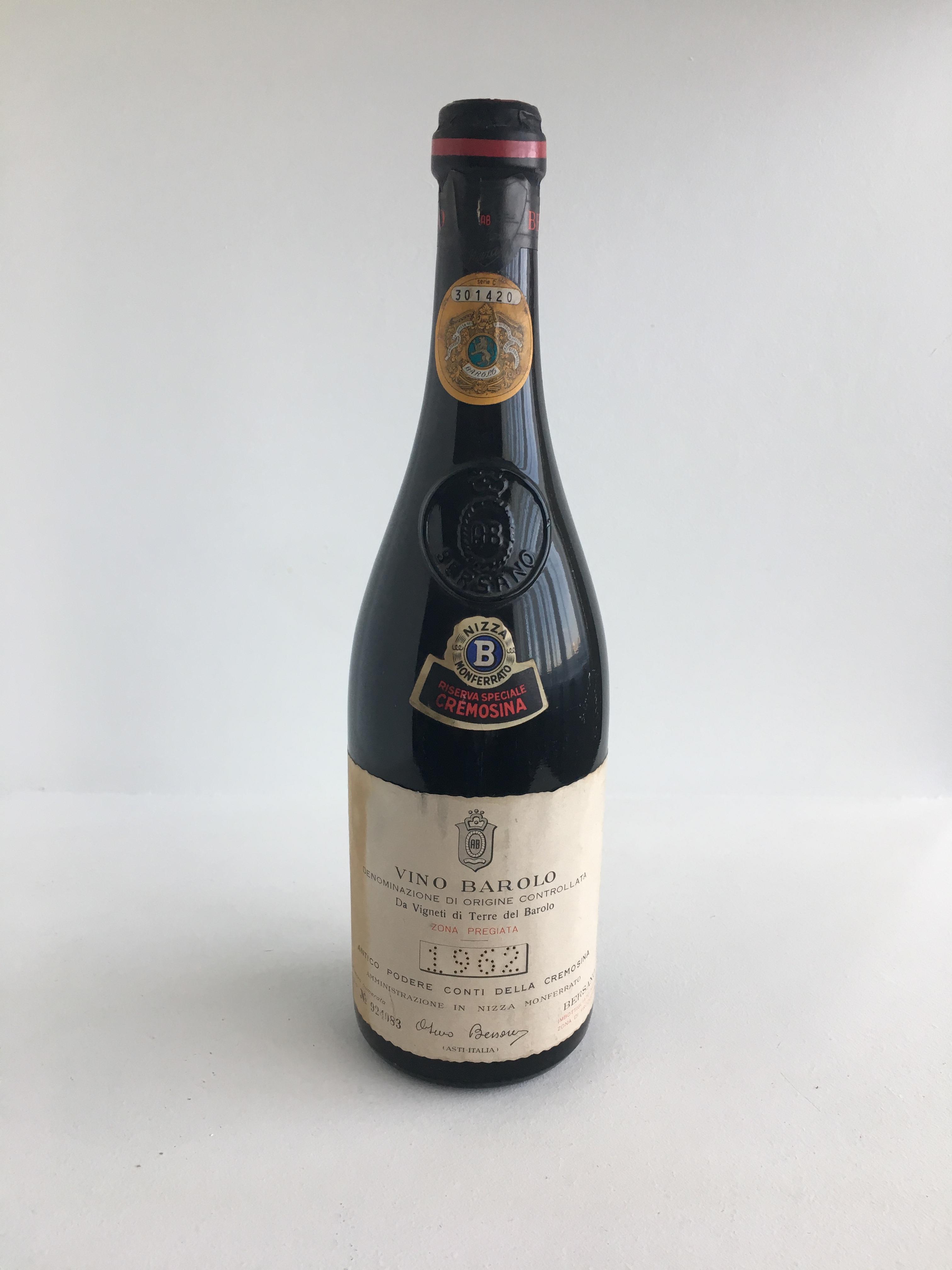 Вино Barolo Bersano Riserva Speciale Cremosina Бароло Берсано Ризерва Срисиале Кремонсина 1962 750 мл