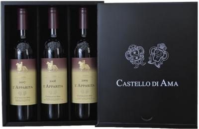 Винный набор Castello di Ama  3 bottles  l'Apparita  in gift box л'Аппарита  в подарочной коробке  2007  2008 2009  750 мл