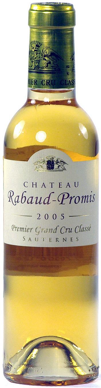 Вино  CHATEAU RABAUD PROMIS sweet ШАТО РАБО ПРОМИС Сотерн AOC 2005, белое сладкое375 мл