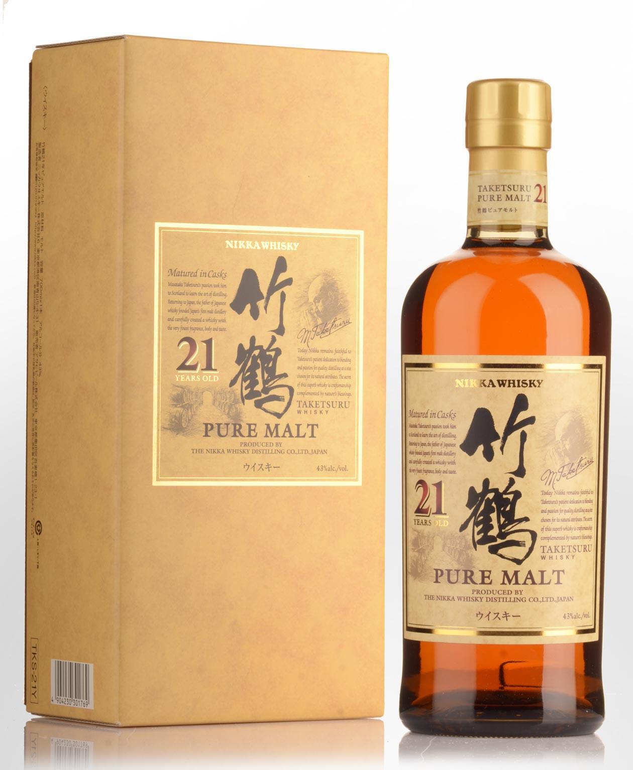 Виски Nikka Taketsuru Pure Malt 21 Years Old wooden box Никка Такетсуру Пьюэ Молт 21-летний в деревянной упаковке  700 мл