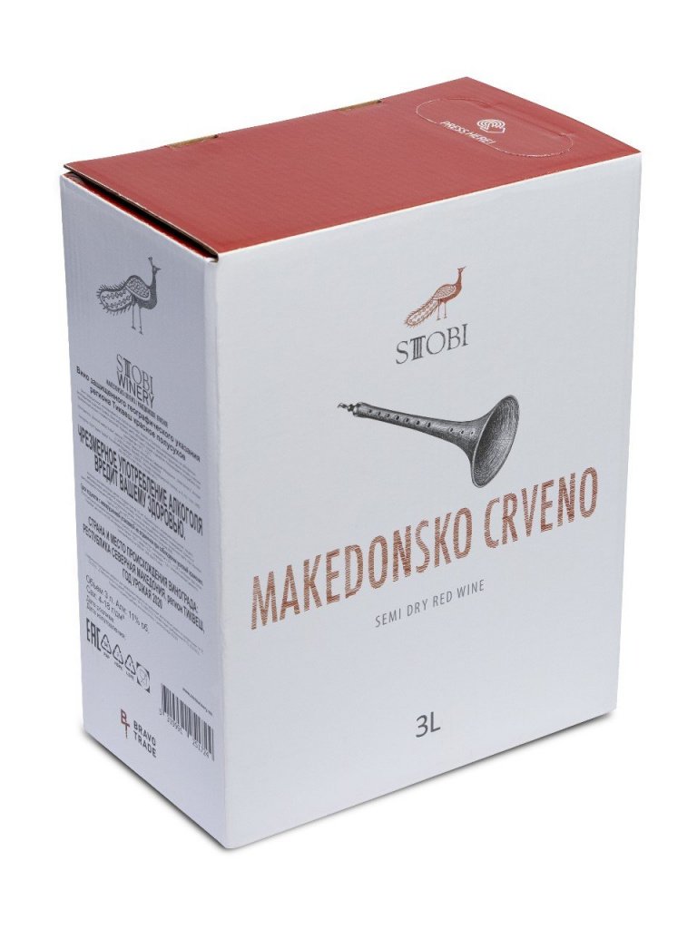 Вино Stobi Makedonsko Crveno Стоби Македонское Красное 3000 мл