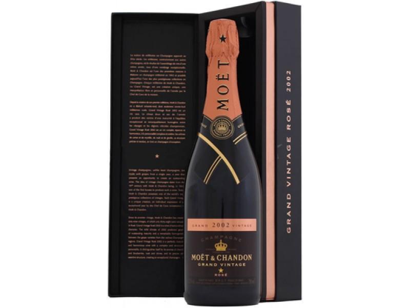 Шампанское Moet & Chandon, Brut Vintage Rose, Моэт & Шандон Брют Винтаж Розе 2002г подарочная упаковка 0.75 12.5%