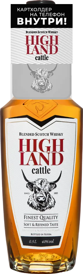 Виски Highland Cattle Blended Scotch Whisky with cardholder and sticker 500 мл