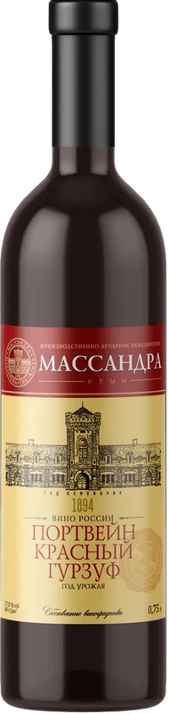 Вино Массандра Портвейн Красный Гурзуф  750 мл