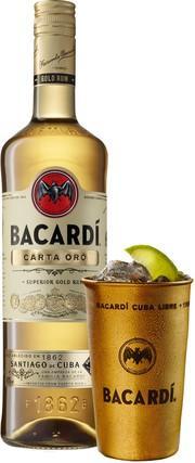 Ром Bacardi Oro with metal cup  700 мл