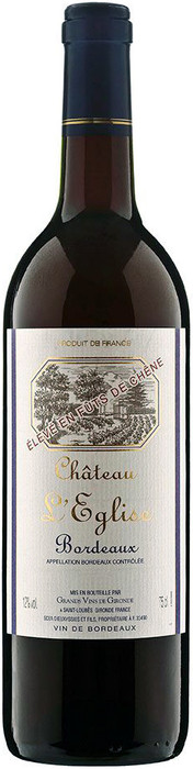 Вино Chateau l'Eglise  Bordeaux AOC 2016 750 мл 14%