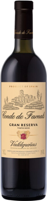 Вино  Conde de Farnals  Gran   Reserva, Valdepenas DO Граф де Фарналс  Гран  Ресерва 2014  750  мл  13 %