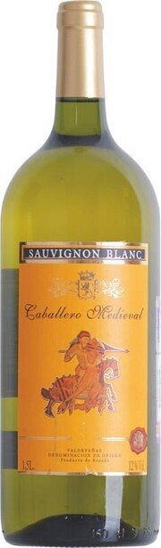 Вино  Caballero Medieval Sauvignon Blanc Valdepenas DO Кабальеро Медьеваль Совиньон Блан  2020 1500 мл