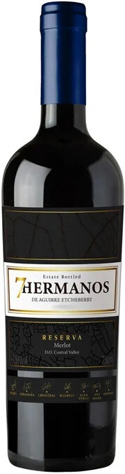 Вино  7 Hermanos Merlot Reserva, 2019   750 мл  13,5%