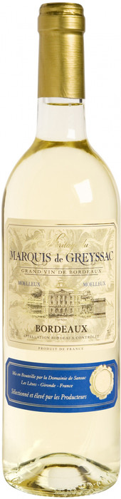 Вино Marcuis de Greyssac Bordeaux AOC Маркиз де Грейсак Бордо  Белое полусладкое 2017 750 мл