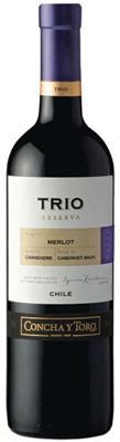 Вино Concha y Toro, Trio Reserva Merlot, Конча и Трио Резерва Мерло кр.сух. 0.75 14% (6)