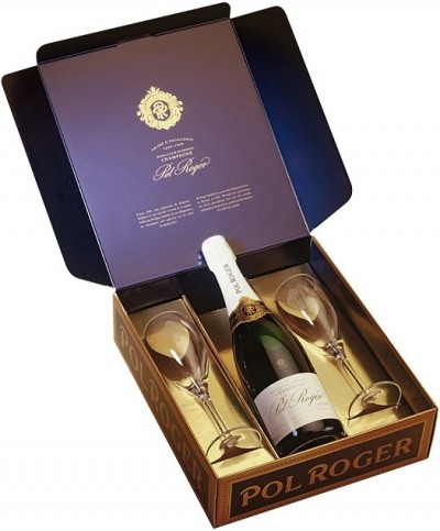 Шампанское Pol Roger Brut Reserve gift in box  2 glass 750 мл
