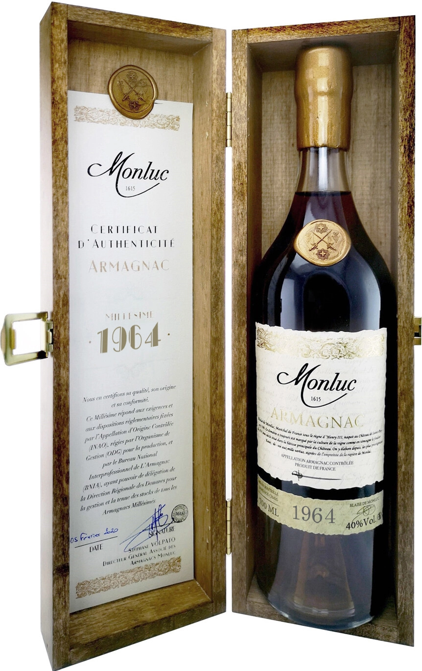 Арманьяк  Monluc Armagnac AOC  wooden box  1964  700 мл  40 %