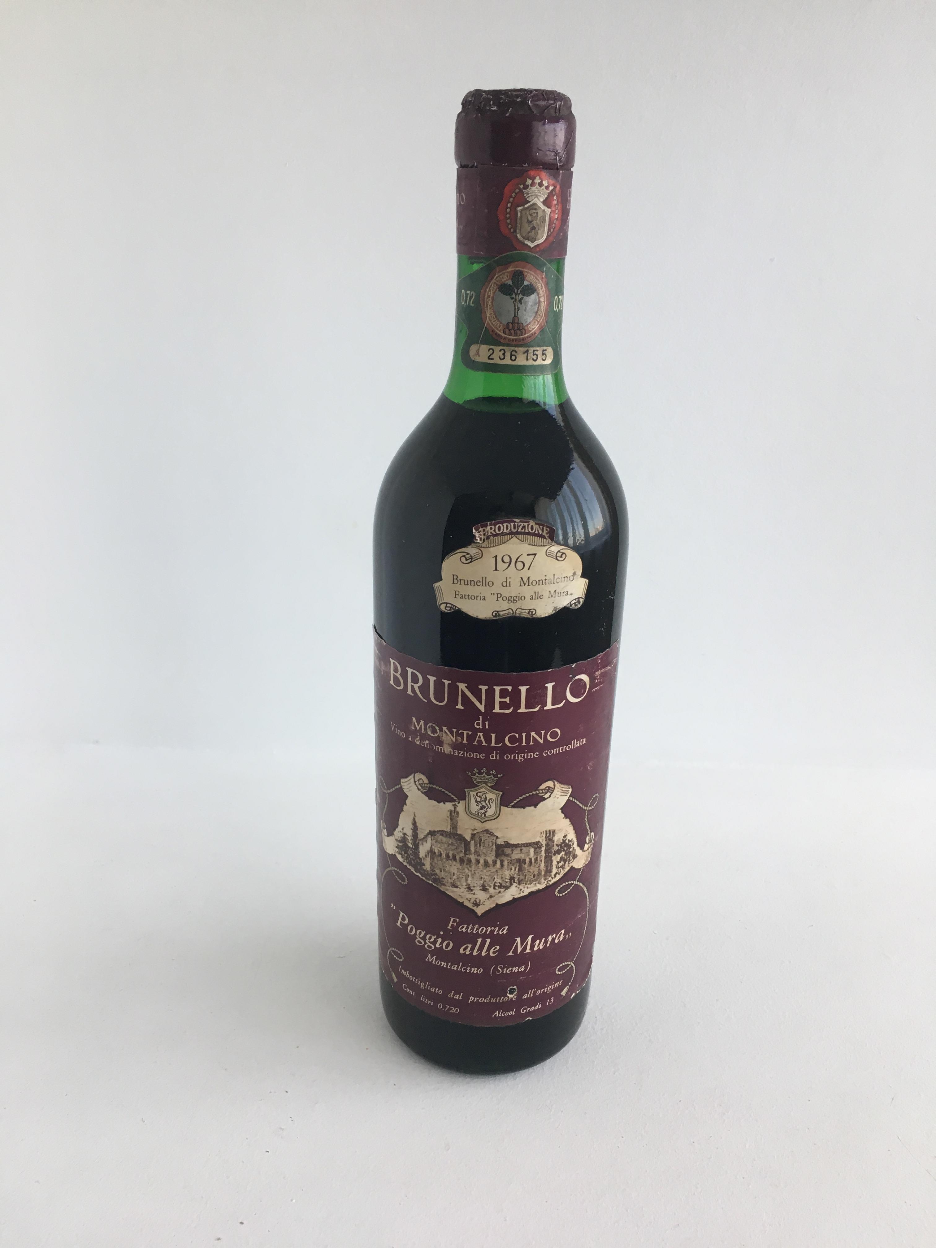 Вино BRUNELLO DI MONTALCINO Fattoria POGGIO ALLE MURA Брунелло ди Монтальчино Фаттория Поджиа Алле Мура 1967 0,75