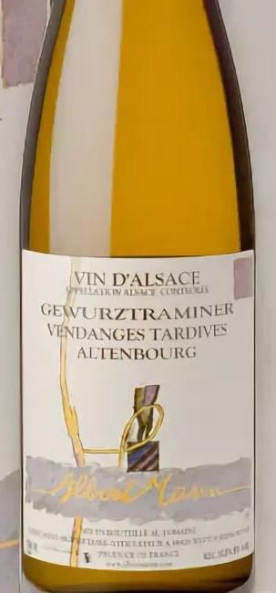 Вино Albert Mann Gewurztraminer Altenbourg Vendanges Tardives  Альберт Манн  Гевюрцтраминер Вандаж Тардив Альтенбург Эльзас  2015  500 мл