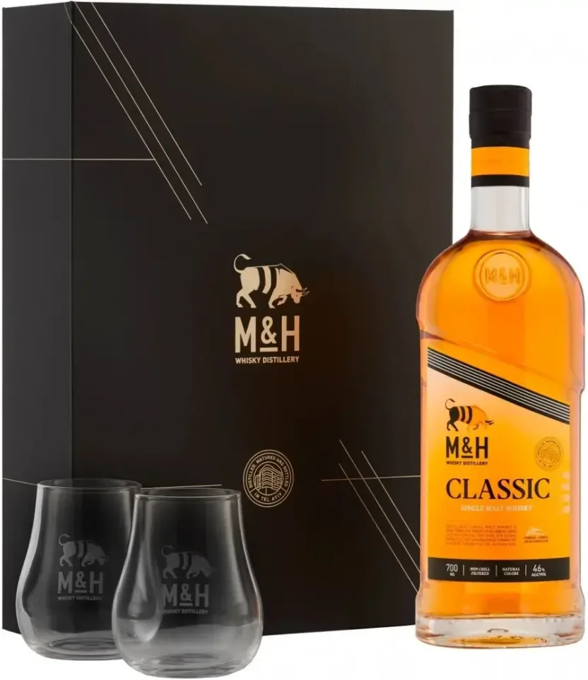Виски M&H Classic, gift box with 2 glasses  700 мл  46%